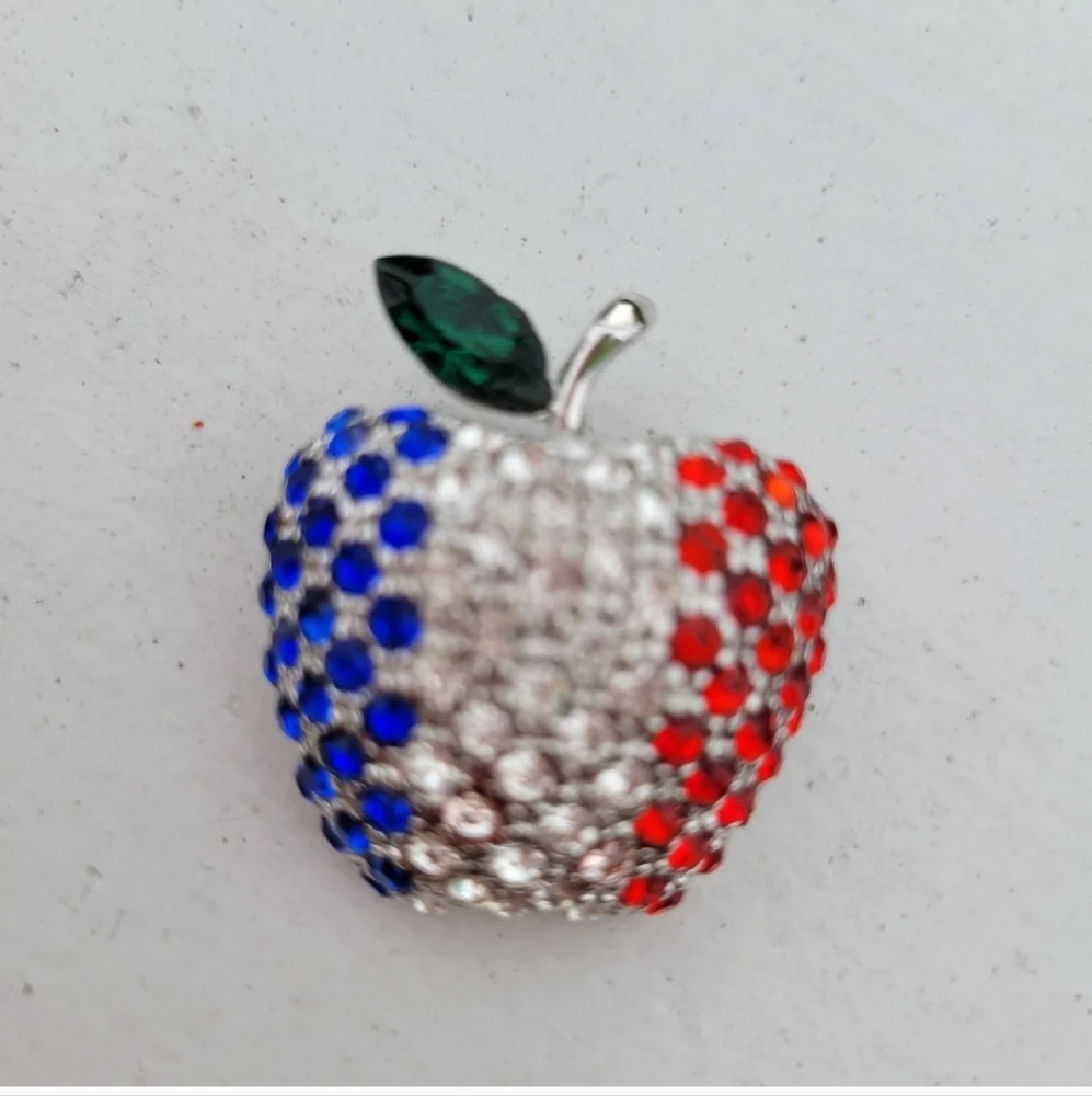 Patriotic Brooch Trio ~ Red, White & Blue ~ Flag, Apple, Circles ~ July 4th ~ US